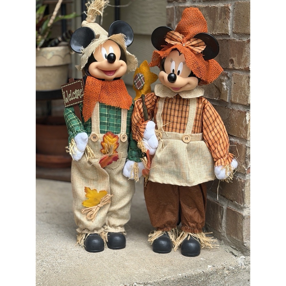 Disney Mickey & Minnie Mouse Fall Scarecrow Thanksgiving Decorations 22" Tall